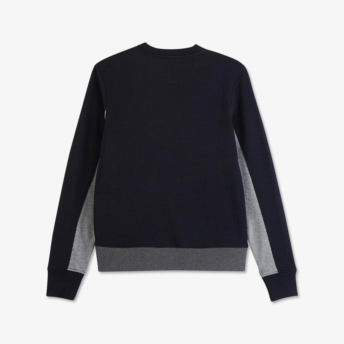 Round-neck sweatshirt in embroidered color-block fleece