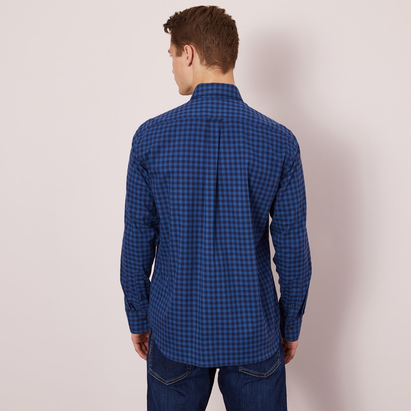Blue checked shirt in cotton