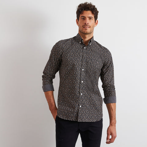 Dark grey shirt with a floral motif - Image 1