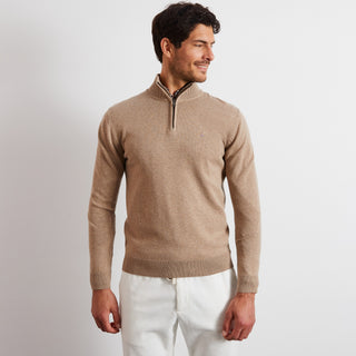 Pull en maille à col camionneur beige