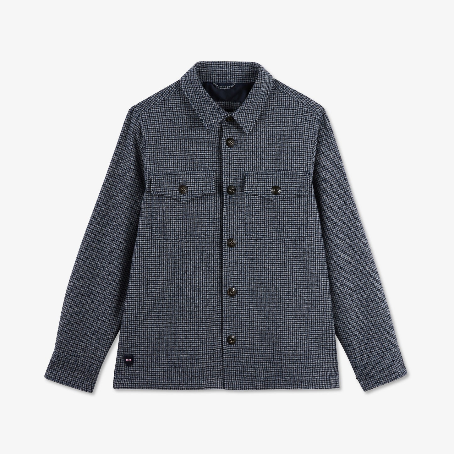 Blue overshirt with houndstooth motif